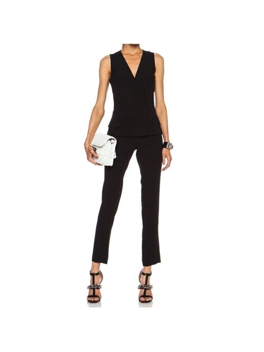 A.L.C. Mae Viscose- Silk Blend Jumpsuit Black Size 2
